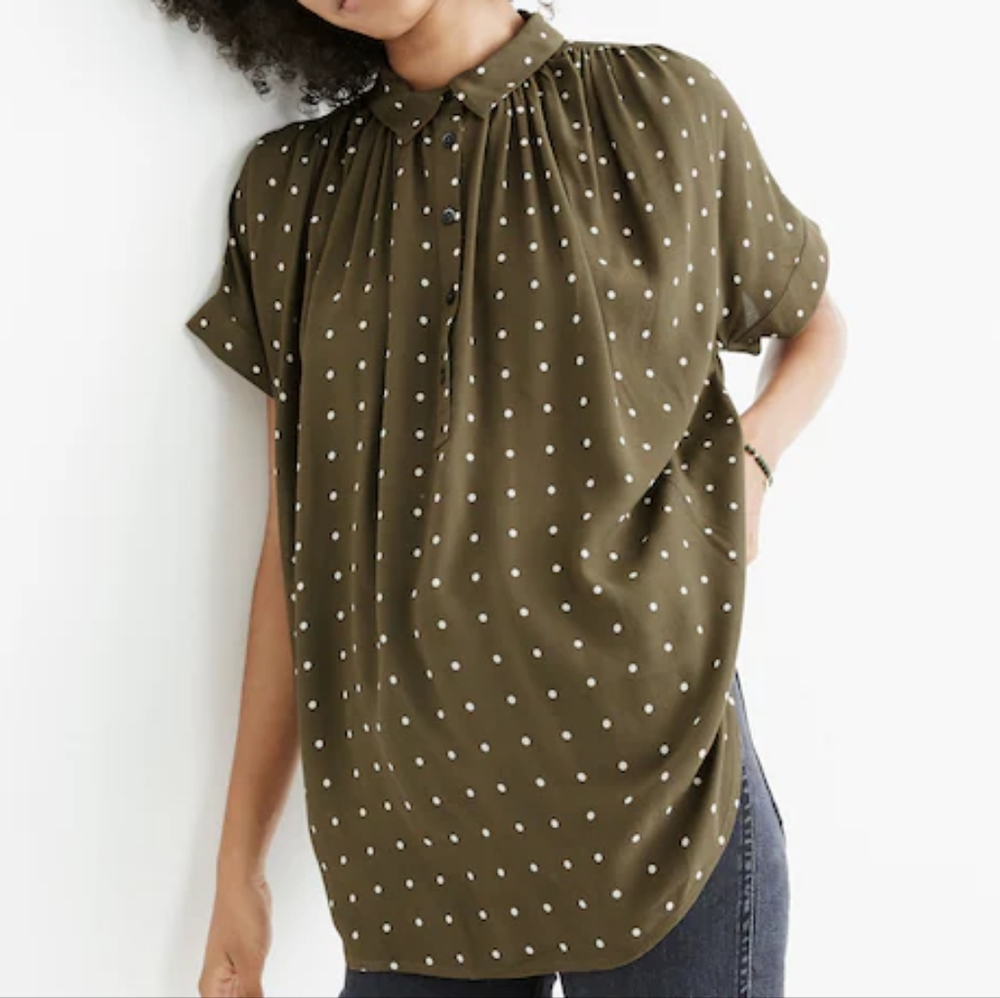 Madewell Brown Polka Dot Blouse